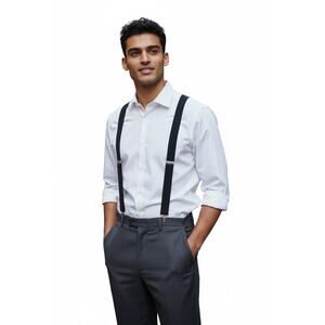 Black Diamond Pattern Y Back Clip Suspenders Adjustable Formal Dress